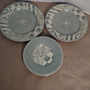 Sango Monterey Stoneware Decorative 2 Salad/ 1 Bread Plate